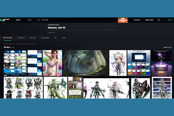 Thay đổi giao diện win 10 trên trang chủ DevianArt