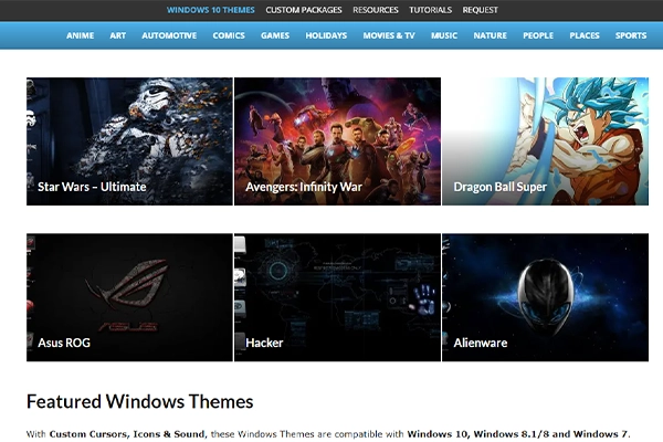 Themeraider là trangweb tải theme win 10 đẹp