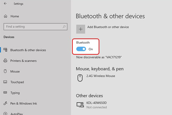 Bước 2 cài bluetooth cho laptop win 10