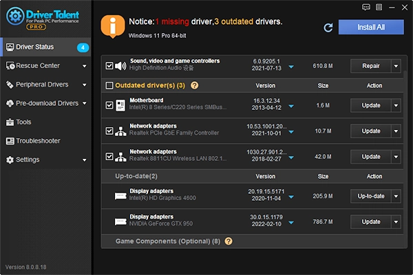 Cài driver cho Win 10 bằng phần mềm Driver Talent