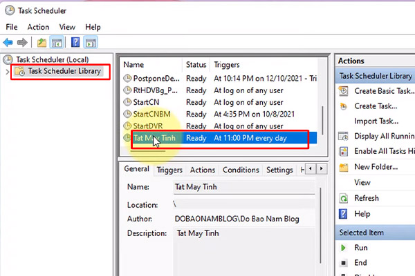 Bước 1 hủy hẹn giờ tắt máy tính trên Task Scheduler