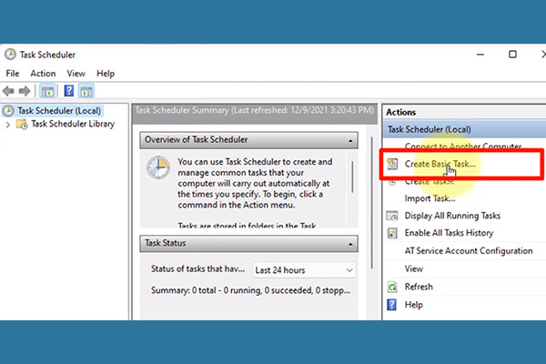 Bước 2 Cách hẹn giờ tắt máy tính bằng Windows Task Scheduler