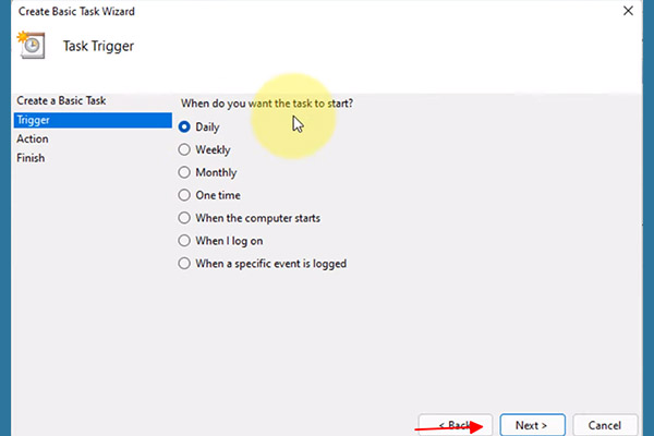 Bước 4 Cách hẹn giờ tắt máy tính bằng Windows Task Scheduler