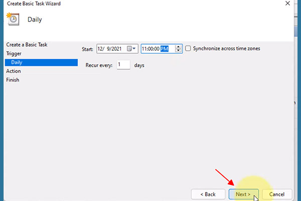 Bước 5 Cách hẹn giờ tắt máy tính bằng Windows Task Scheduler