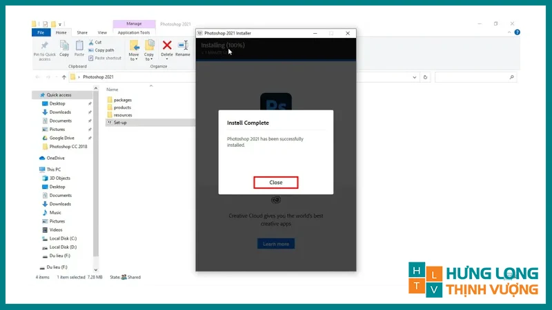 Chờ một lúc cho quá trình cài đặt hoàn tất